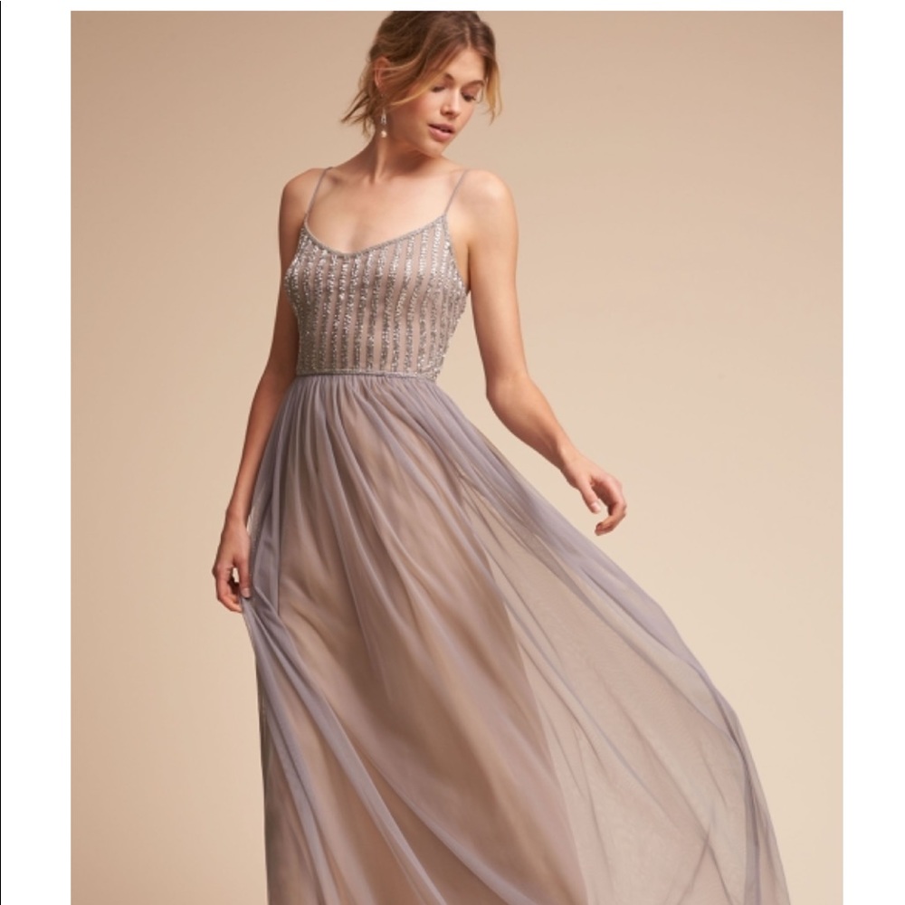 BHLDN Adrianna Papell Laurent Dress in Grey/Silver size 6